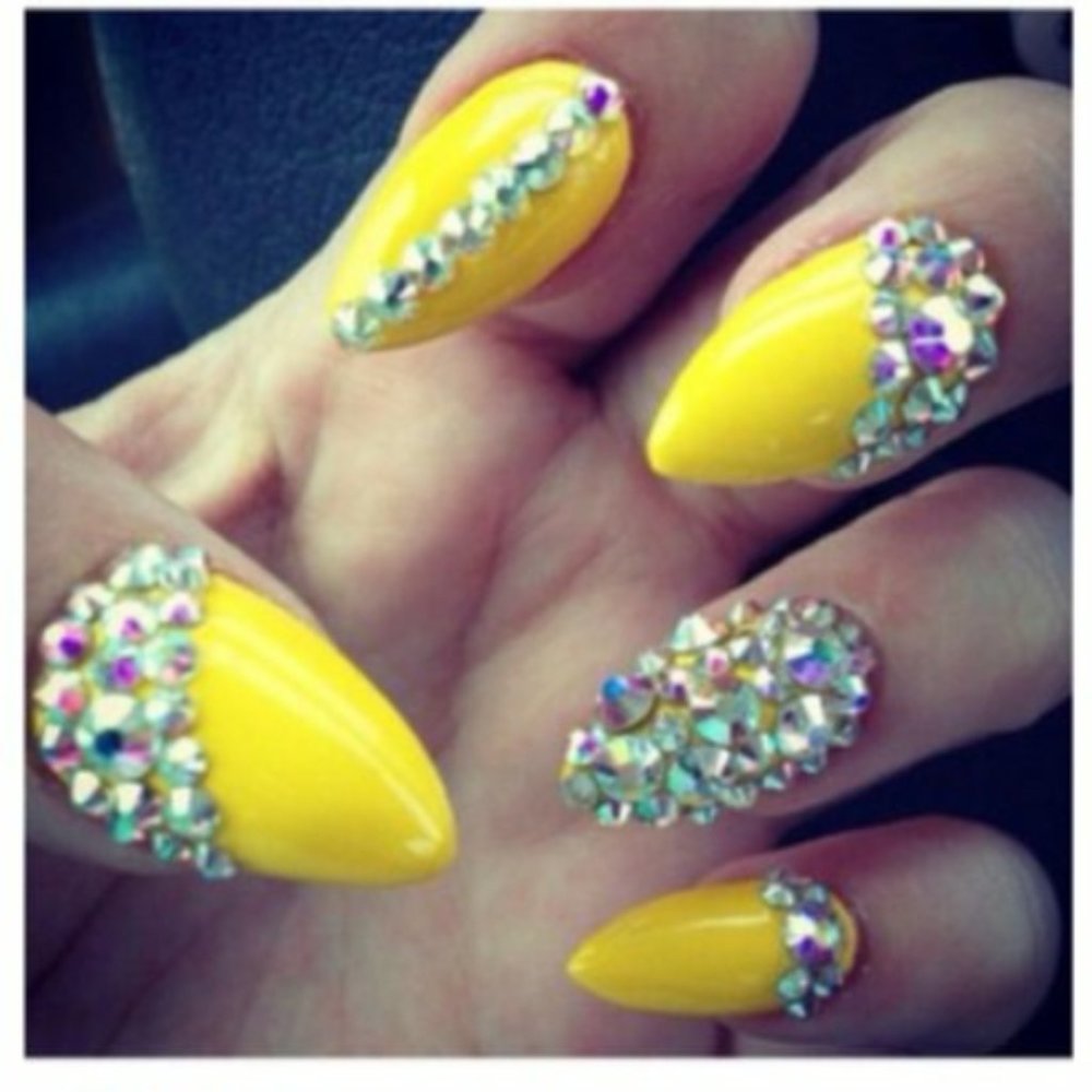 Handmade Hard Gel Stiletto/Almond Glow In The Dark Press On Nails